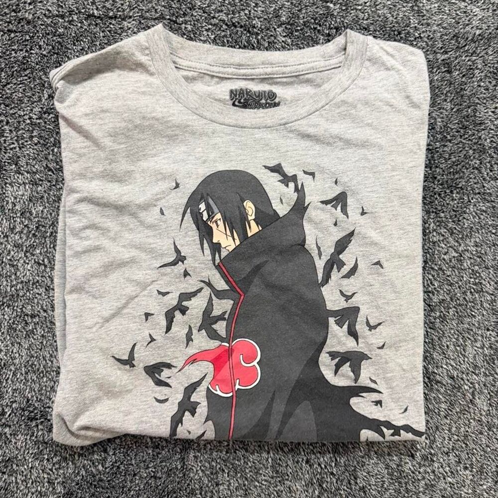 Y2K Gray Naruto Shippuden Akatsuki anime graphic tee size medium